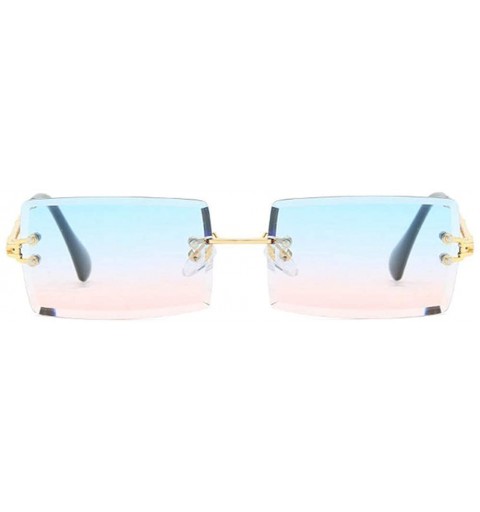 Rimless Rimless Sunglasses Summer Rectangular glasses - Blue&pink - C118UDTAKIL $11.81