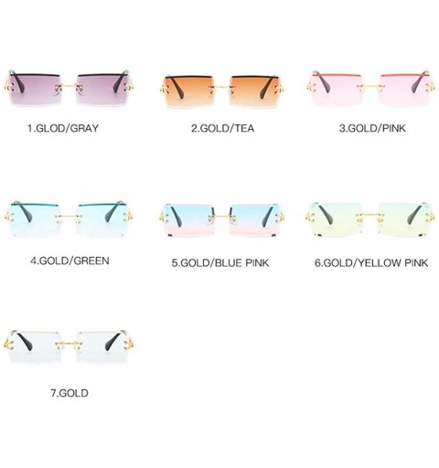 Rimless Rimless Sunglasses Summer Rectangular glasses - Blue&pink - C118UDTAKIL $11.81