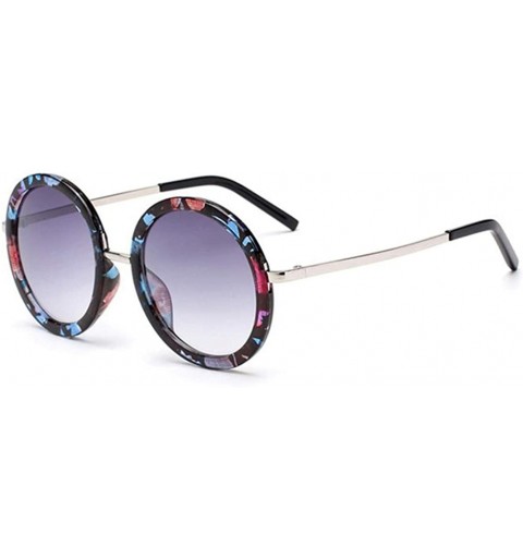 Round Vintage Round Sunglasses for Women UV Protection Circle Frame Sun Glasses - C1 Flower Frame - C118I0NEGLN $10.63