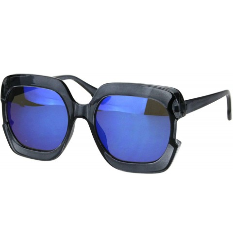 Oversized Womens Oversized Square Sunglasses High Temple Fashion UV 400 - Grey (Blue Mirror) - CK18KEI0M38 $10.70