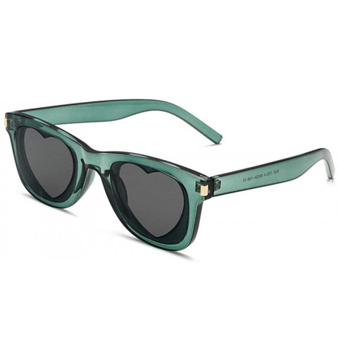 Square Trend Fashion Love Heart Sexy Shaped Sunglasses For Women Girls Brand Designer party sunglassesUV400 - Green - CZ18U5L...