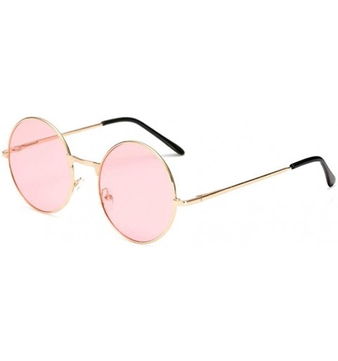 Round Women Round Sunglasses Metal Frame Sun Glasses Fashion Prince Mirror Eyewears Classic Retro Sunglass - Pink - CI198GCU4...