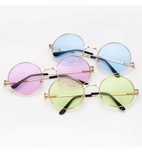 Round Women Round Sunglasses Metal Frame Sun Glasses Fashion Prince Mirror Eyewears Classic Retro Sunglass - Pink - CI198GCU4...