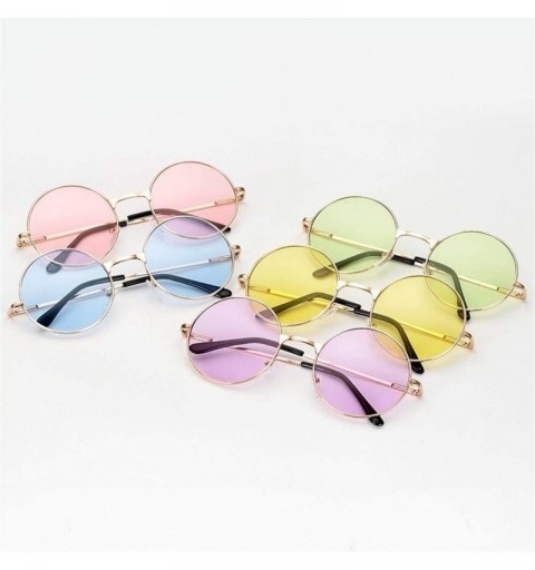 Round Women Round Sunglasses Metal Frame Sun Glasses Fashion Prince Mirror Eyewears Classic Retro Sunglass - Pink - CI198GCU4...