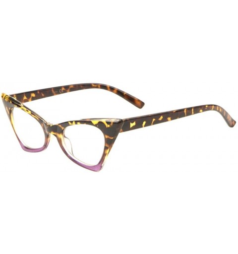 Cat Eye Clear Lens Sharp Geometric Cat Eye Sunglasses - Purple Demi - C21983IUL4T $13.71