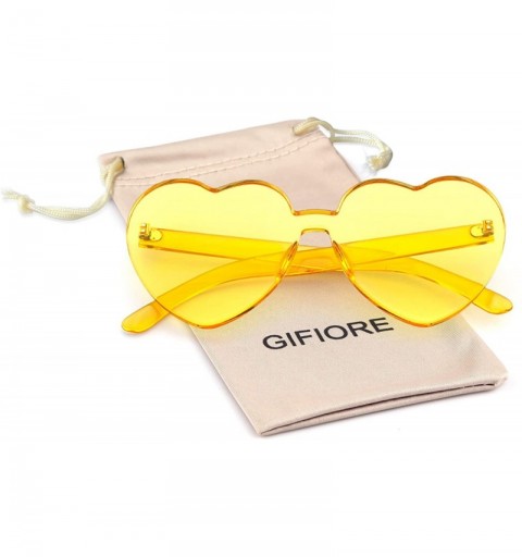 Sport Rimless Sunglasses Heart Transparent One Piece Colorful Glasses - Yellow Heart - CR1883H5U4W $7.90