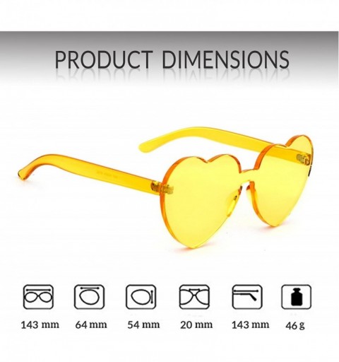 Sport Rimless Sunglasses Heart Transparent One Piece Colorful Glasses - Yellow Heart - CR1883H5U4W $7.90