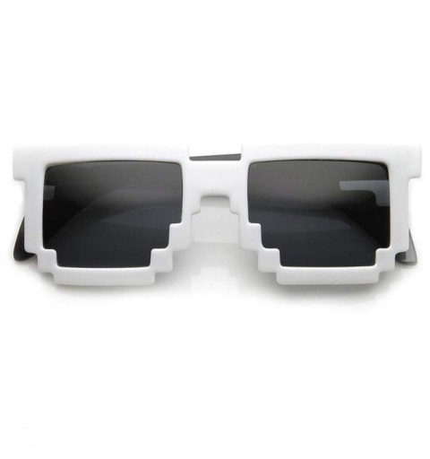 Wayfarer White Pixelated Glasses Clear Lens Nerd Video Game Geek Party - CR119KRRNDN $10.57