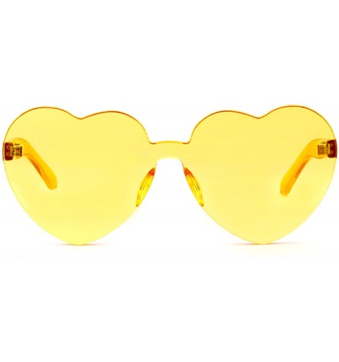 Sport Rimless Sunglasses Heart Transparent One Piece Colorful Glasses - Yellow Heart - CR1883H5U4W $7.90