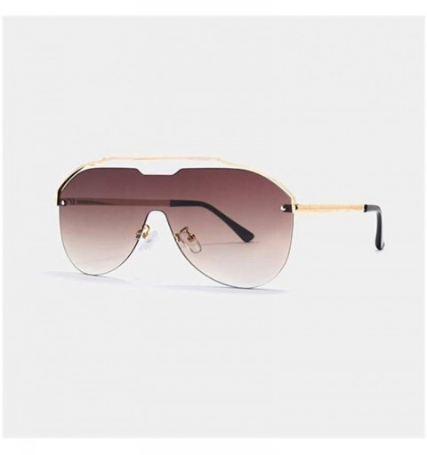 Rimless Oversized One Piece Rimless Sunglasses for Women Pilot Shades - C2 Gold Brown - C91987AEXIE $25.13