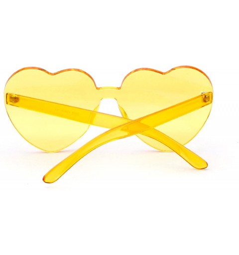Sport Rimless Sunglasses Heart Transparent One Piece Colorful Glasses - Yellow Heart - CR1883H5U4W $7.90