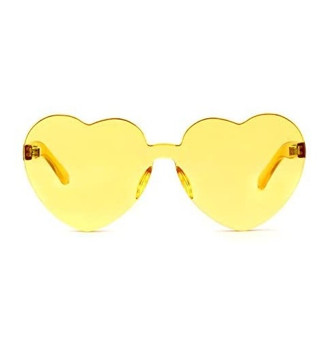 Sport Rimless Sunglasses Heart Transparent One Piece Colorful Glasses - Yellow Heart - CR1883H5U4W $7.90