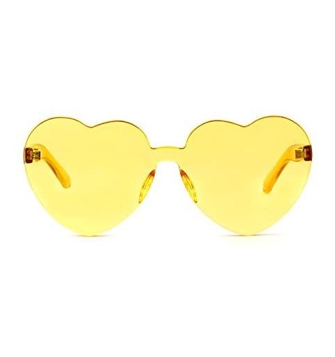 Sport Rimless Sunglasses Heart Transparent One Piece Colorful Glasses - Yellow Heart - CR1883H5U4W $7.90