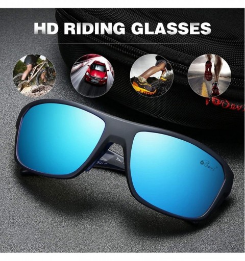 Oversized Polarized Sports Sunglasses for Women and Men Driving Shades Cycling Running UV Protection - Blue - C61936EGDLZ $24.71