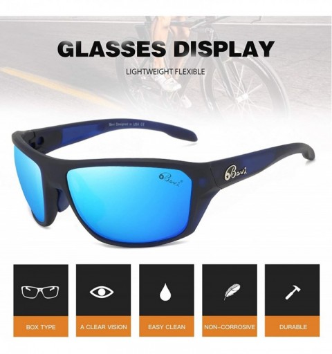Oversized Polarized Sports Sunglasses for Women and Men Driving Shades Cycling Running UV Protection - Blue - C61936EGDLZ $24.71