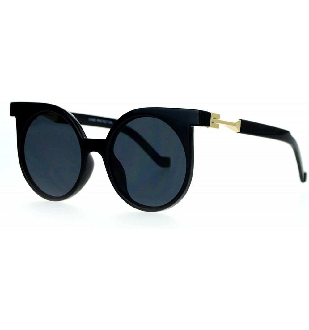 Cat Eye Womens Trendy Runway 80's Thick Plastic Cat Eye Sunglasses - Black Gold - CA120IUQR9B $12.56