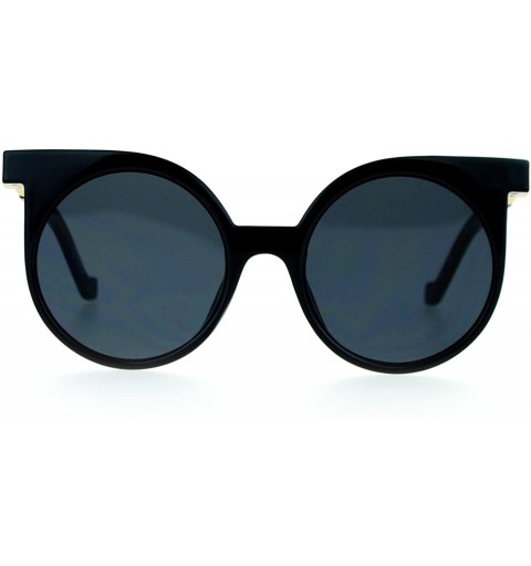 Cat Eye Womens Trendy Runway 80's Thick Plastic Cat Eye Sunglasses - Black Gold - CA120IUQR9B $12.56