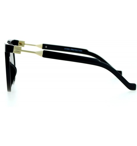 Cat Eye Womens Trendy Runway 80's Thick Plastic Cat Eye Sunglasses - Black Gold - CA120IUQR9B $12.56