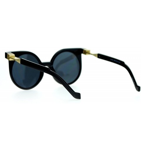 Cat Eye Womens Trendy Runway 80's Thick Plastic Cat Eye Sunglasses - Black Gold - CA120IUQR9B $12.56