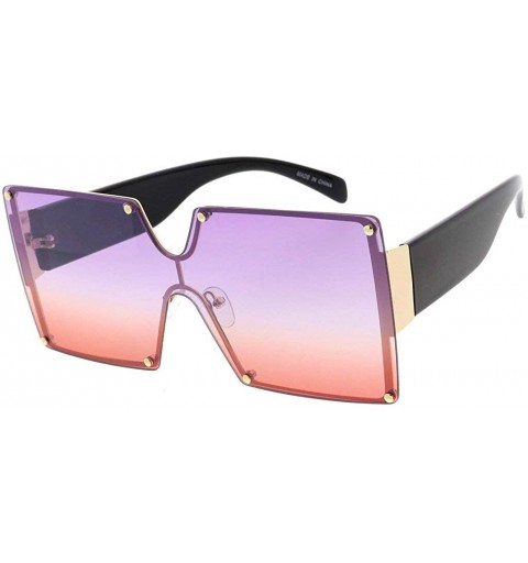 Square Retro Fashion Ultra Bold Square Frame Thick Sunglasses - Purple - C718ASA8MDI $9.35