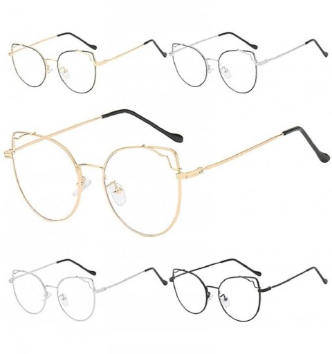 Rectangular Acetate Irregular Clear Lens Glasses Sunglasses Women Cateye Sunglasses Mirrored Lens Integrated UV Eyewear - C31...