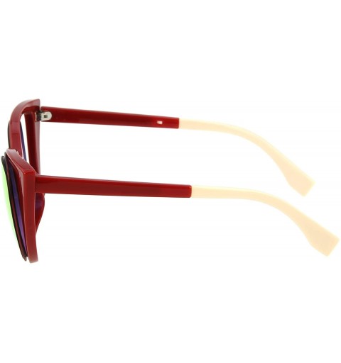 Oversized designer vintage retro Mirror women's cat eye sunglasses FF0136 - Red - C612GMZSFOL $29.90