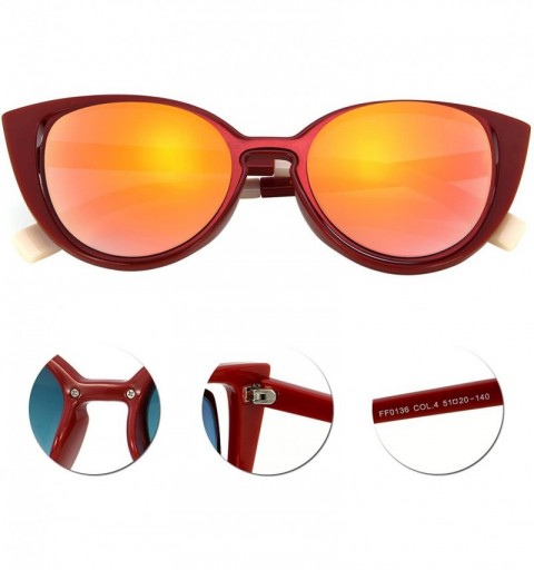Oversized designer vintage retro Mirror women's cat eye sunglasses FF0136 - Red - C612GMZSFOL $29.90