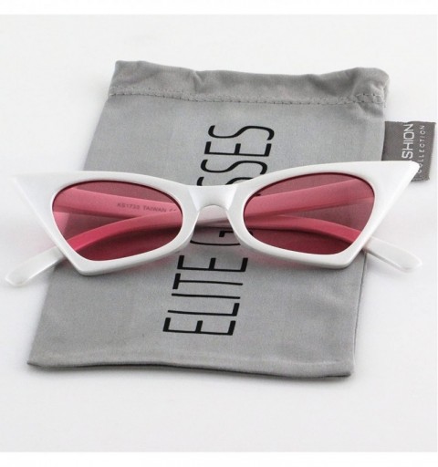 Cat Eye Small Cat Eye Sunglasses For Women High Pointed Tinted Color Lens New - White / Light Pink - CJ18074GA5Z $10.10