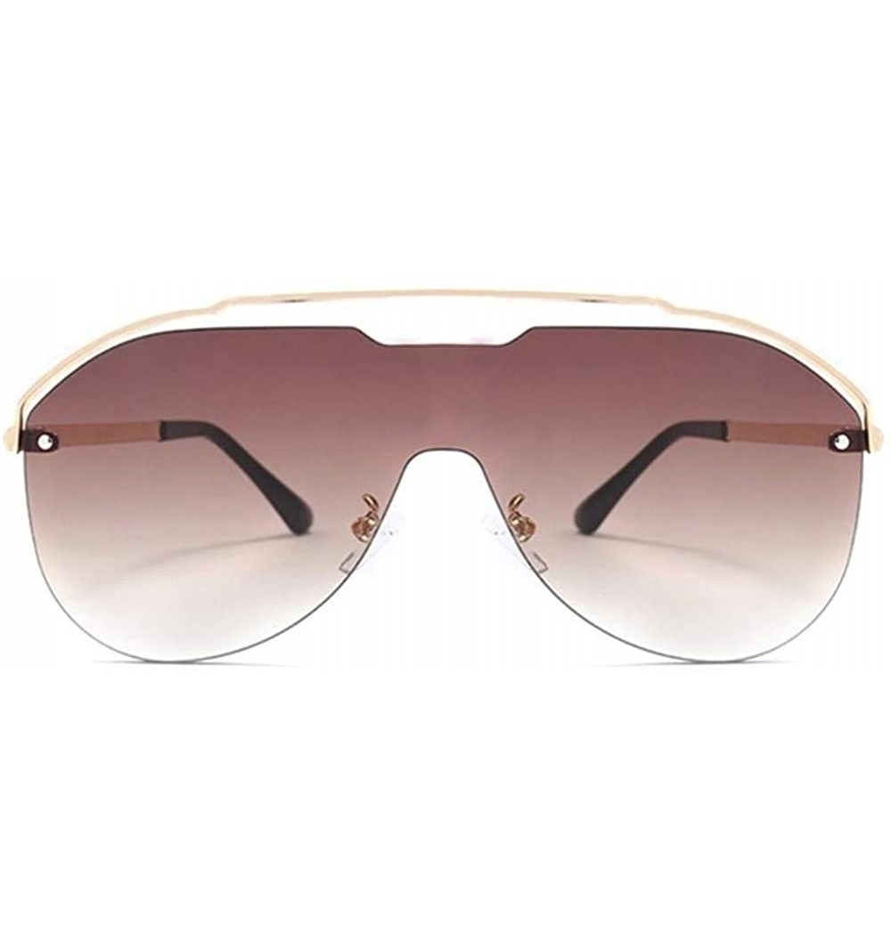 Oversized One Piece Rimless Sunglasses for Women Pilot Shades - C2 Gold ...