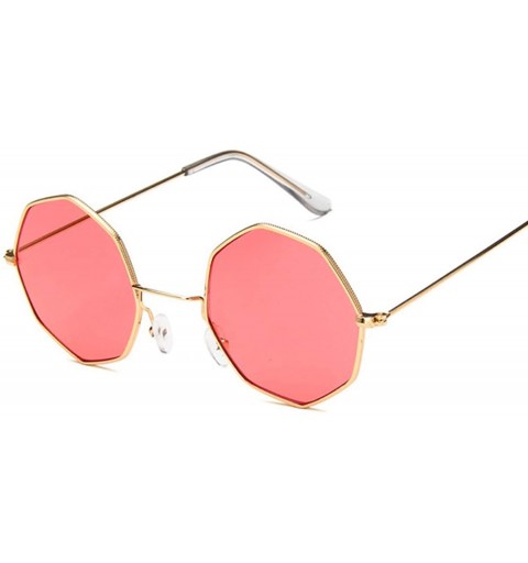 Semi-rimless Fashion Unisex Polygon Sunglasses Women Classic Sea Gradient Shades Sun Glasses Small Square Alloy Mirror - CE19...