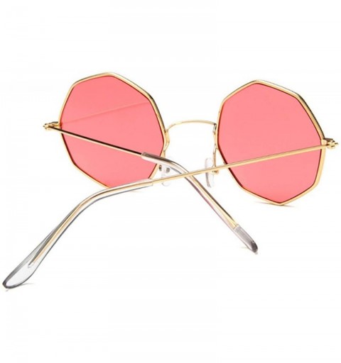 Semi-rimless Fashion Unisex Polygon Sunglasses Women Classic Sea Gradient Shades Sun Glasses Small Square Alloy Mirror - CE19...