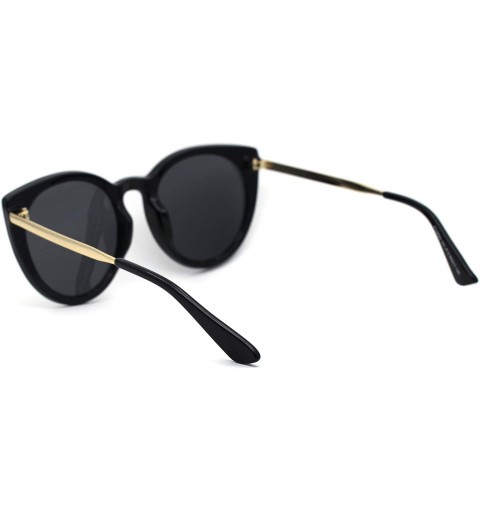 Oversized Womens Round Polarized Oversize Cat Eye Chic Plastic Retro Sunglasses - All Black - CY192AK849Q $14.78