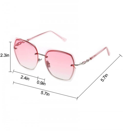 Rectangular Women's Classic Square Polarized Retro Sunglasses Metal Frame with Protective Case - Silver Frame Gradient Powder...