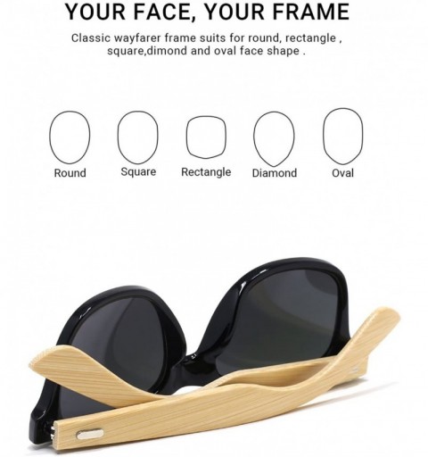 Wayfarer Fashion Square Bamboo Wood Mirrored Sunglasses for Men Women - Black Frames/Purple Lens - CR183IIAXRN $12.61