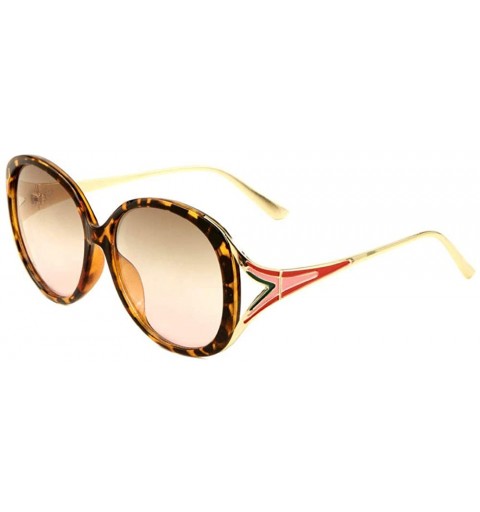 Oversized Color Temple Oversized Round Butterfly Sunglasses - Light Brown Demi - CP197A4H4LZ $16.63