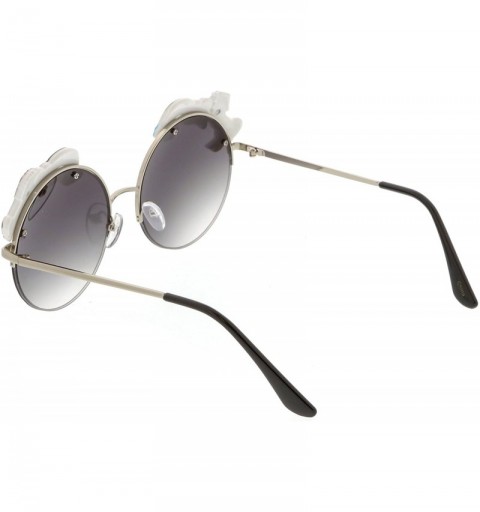 Rimless Unicorn Rainbow Semi Rimless Gradient Colored Round Lens Sunglasses 56mm - Silver / Lavender - CH183MUTZK8 $11.17
