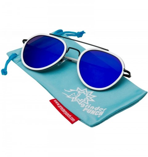 Aviator Women's Cute Unique Mirror Lens Aviator Sunglasses - White - Blue Mirror - CI12EPJFV4N $13.47