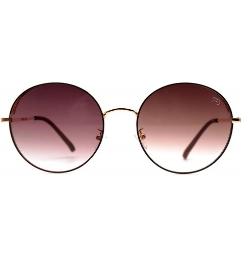 Round F008 Classic Round- for Womens-Mens 100% UV PROTECTION - Gold-browndegrade - C2192TRZ80H $16.83