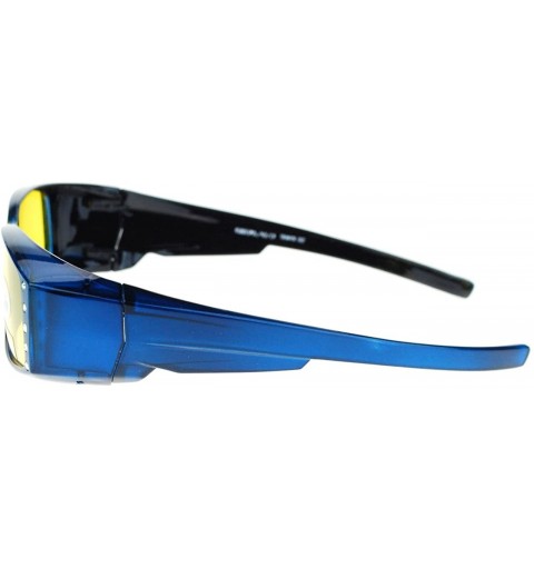 Oversized Womens Polarized Sunglasses that Fit Over your Prescription Glasses with Night Driving Lens - Blue - C111STO41N3 $1...