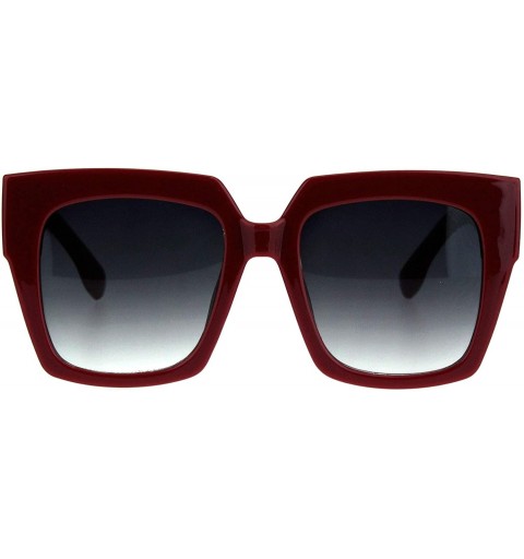 Rectangular Womens Thick Horn Rim Plastic Retro Fashion Sunglasses - Burgundy Tortoise Beige - CC18L3MYE49 $9.52