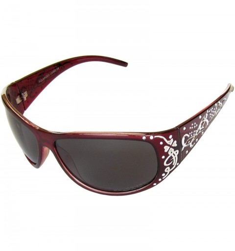 Round Polarized Trendy Classic Womens Hot Fashion Sunglasses w/FREE Microfiber Pouch - Maroon - CV12L4KVDGV $17.09