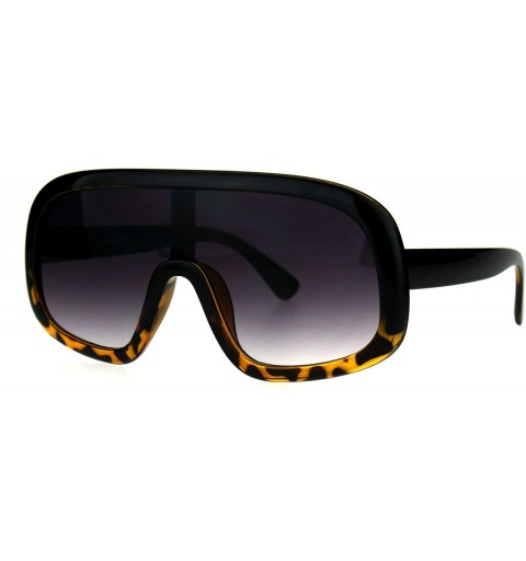 Shield Shield Goggle Style Sunglasses Futuristic Oversized Fashion Shades UV 400 - Black Tortoise (Smoke) - C1186QD9G4Y $21.63