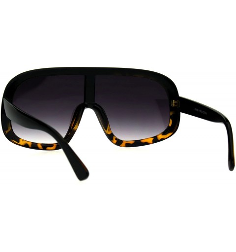 Shield Shield Goggle Style Sunglasses Futuristic Oversized Fashion Shades UV 400 - Black Tortoise (Smoke) - C1186QD9G4Y $9.96