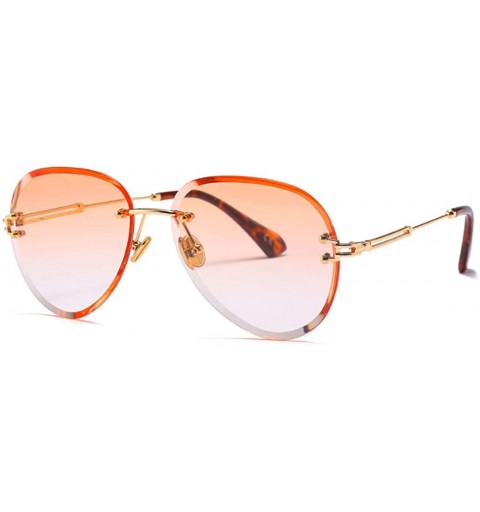 Rectangular Fashion Men's and Women's Round Resin Lenses Oversized Sunglasses UV400 - Orange - CE18N08ACEC $13.93