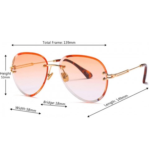 Rectangular Fashion Men's and Women's Round Resin Lenses Oversized Sunglasses UV400 - Orange - CE18N08ACEC $13.93