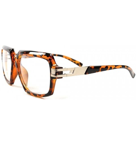 Square Look Rich Millionaire Retro Swag 80s Rapper DJ Hip Hop Dope Clear Square Glasses - Tortoise - CI18XL6RMYZ $13.40