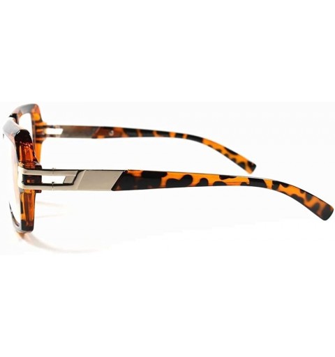 Square Look Rich Millionaire Retro Swag 80s Rapper DJ Hip Hop Dope Clear Square Glasses - Tortoise - CI18XL6RMYZ $13.40