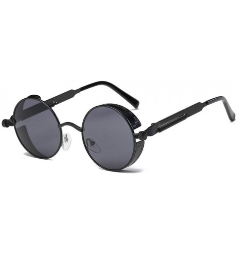 Round Metal Round Steampunk Sunglasses Men Designer Retro Frame Vintage Sunglasses UV400 - 1 - CH18R422RH8 $35.72