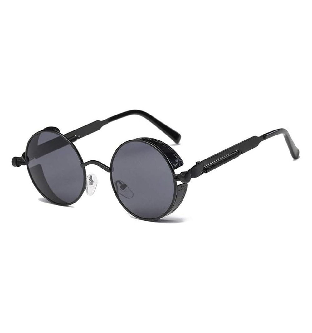Round Metal Round Steampunk Sunglasses Men Designer Retro Frame Vintage Sunglasses UV400 - 1 - CH18R422RH8 $35.72