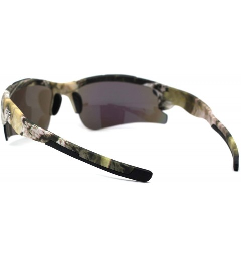 Sport Mens Plastic 90s Hunters Camouflage Half Rim Sunglasses - Beige Teal Mirror - CV197EDT2YG $10.44